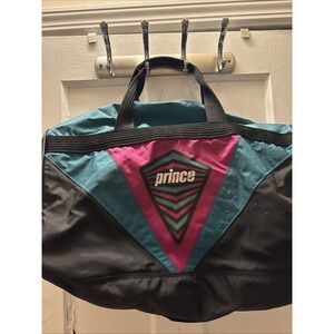 Vintage 90s PRINCE Tennis Bag Cross Sports Gym Duffle Greenish Teal And Fuschia